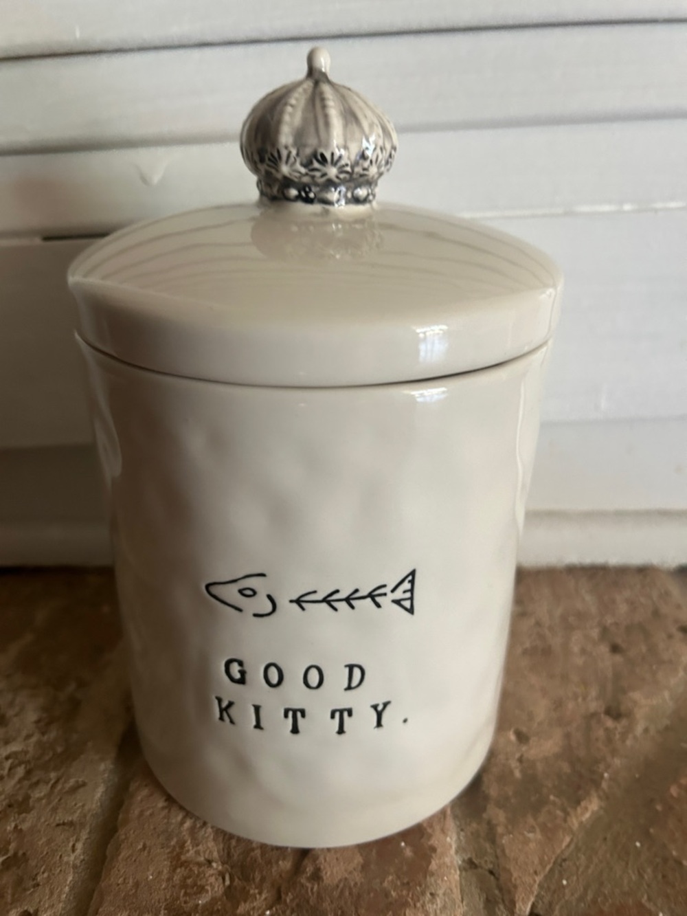 Rae Dunn Magenta Good Kitty Ceramic Treat Jar 8.5 in.